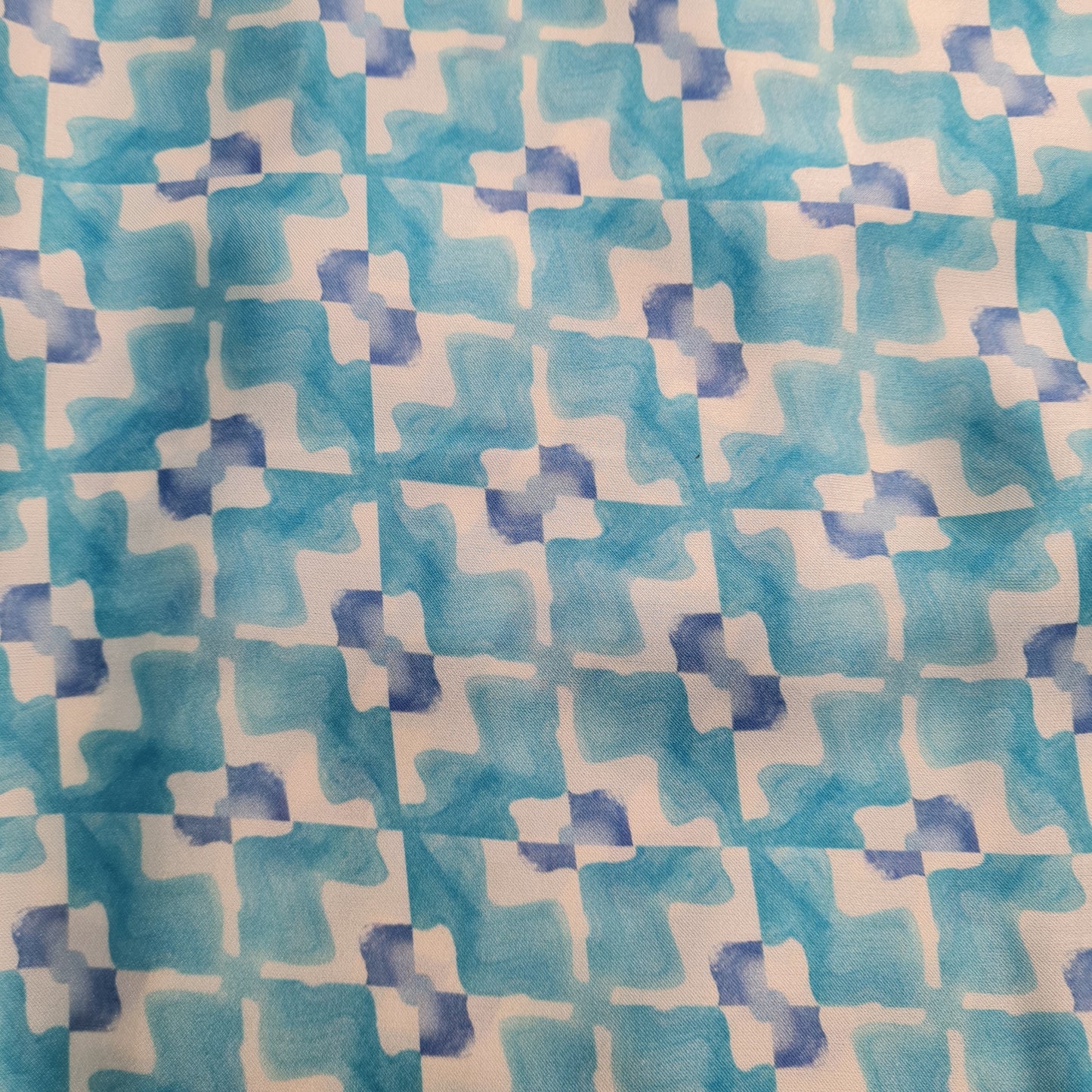 Exclusive Satin Georgette Light Blue Check Print Fabric