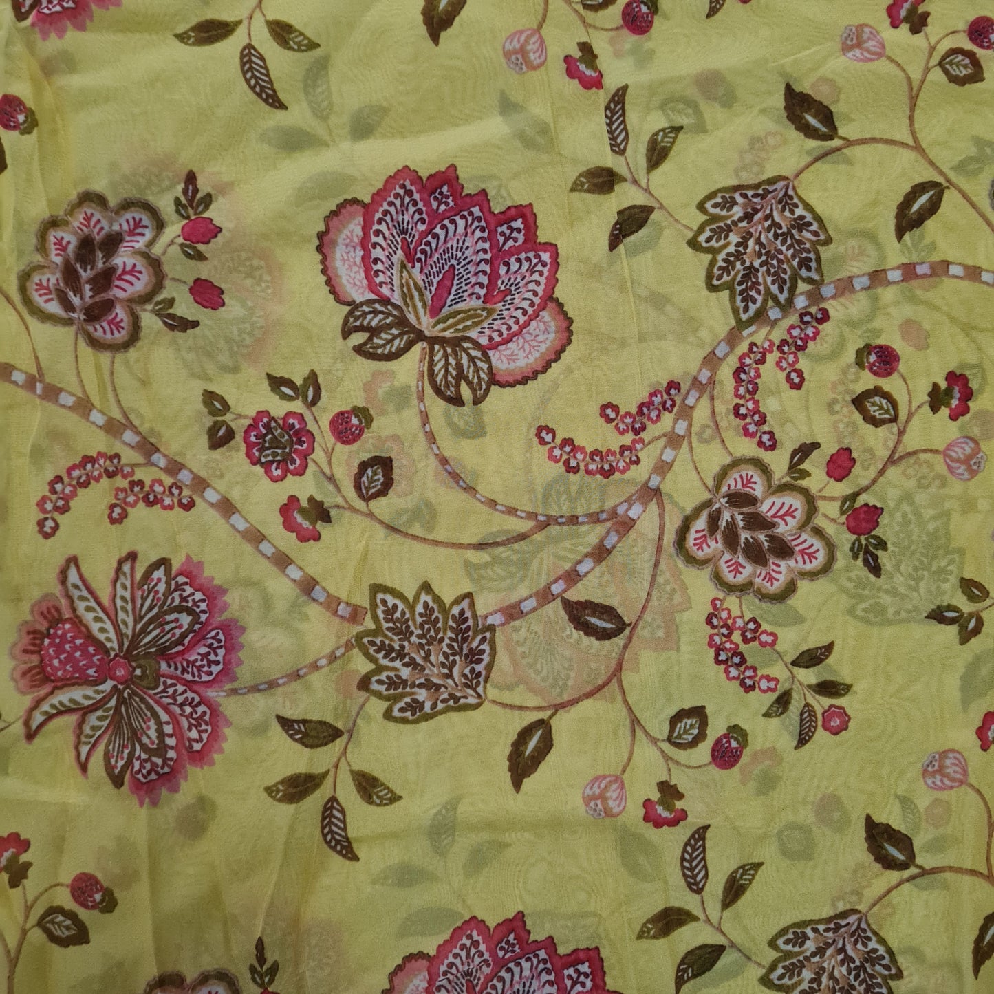 Premium Yellow Chintz Print Organza Fabric