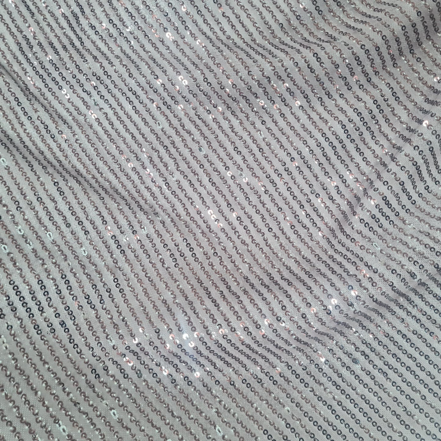 Dark Brown Ombre Sequins Embroidery Power Net Fabric