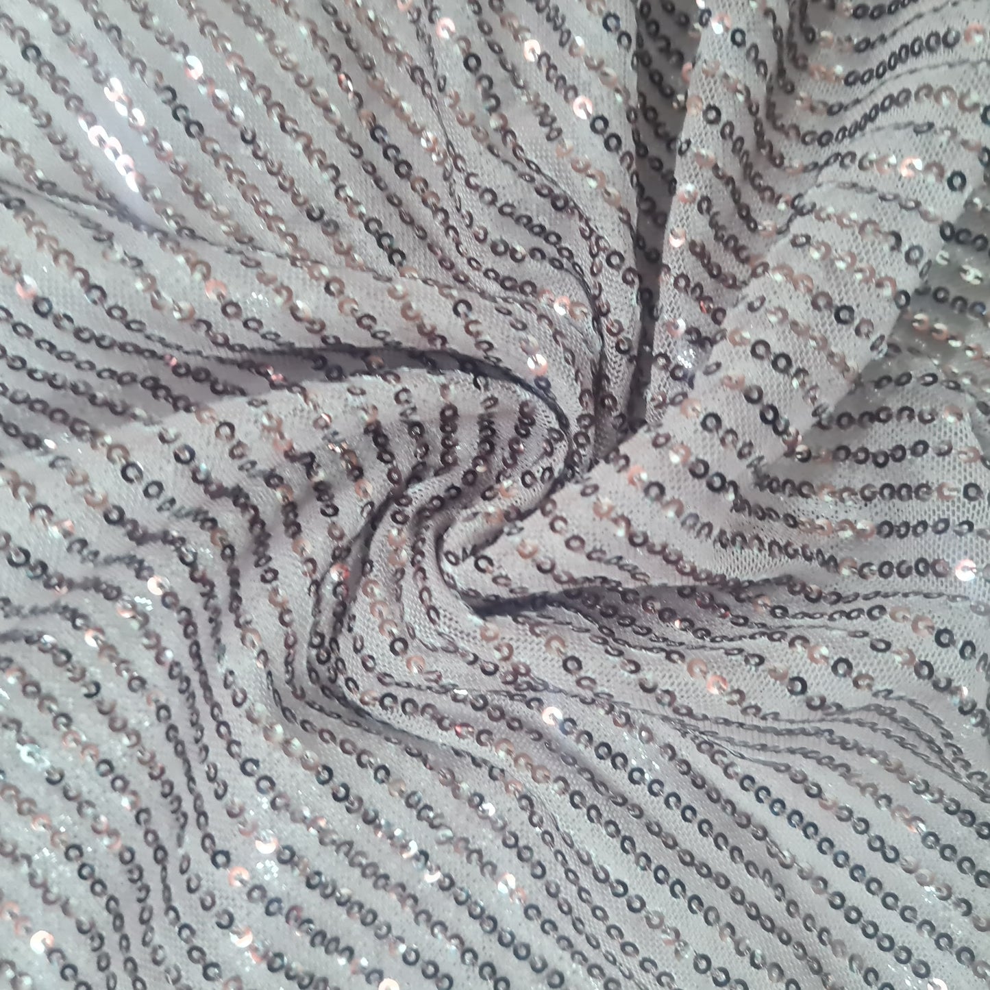 Dark Brown Ombre Sequins Embroidery Power Net Fabric