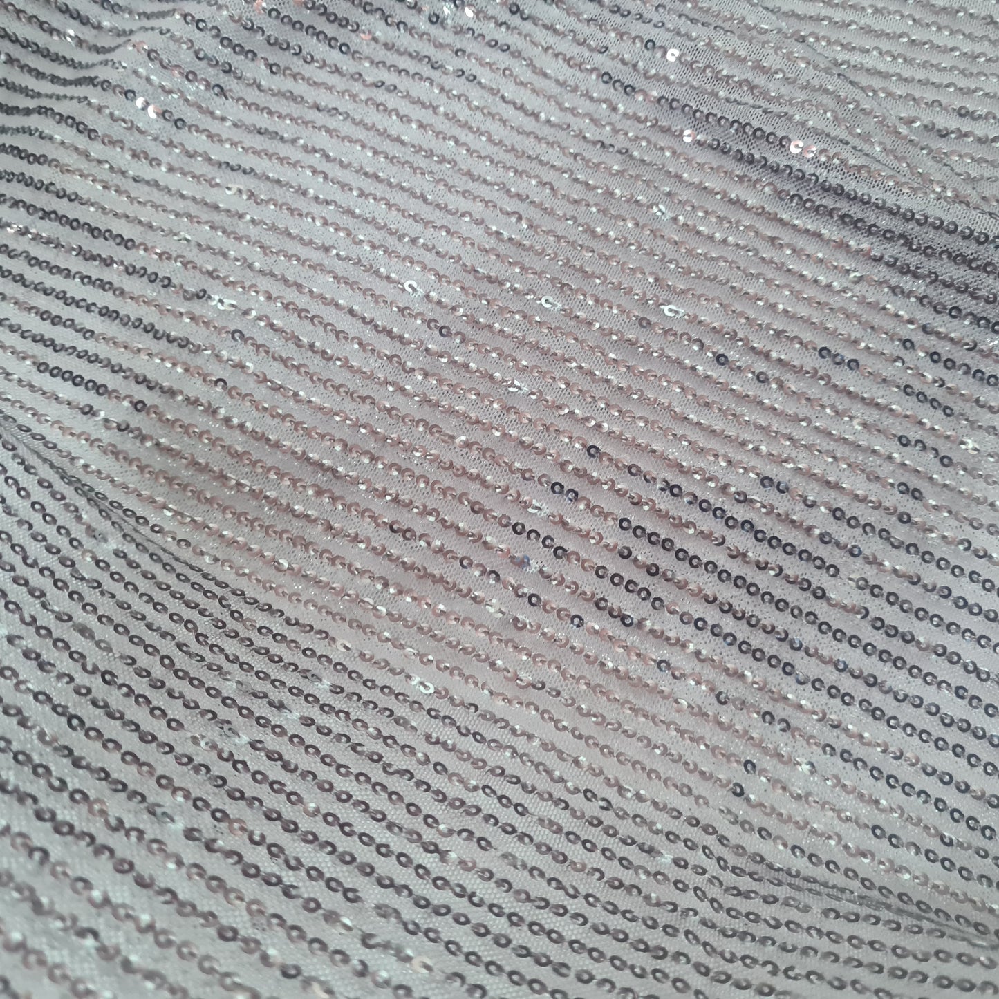 Dark Brown Ombre Sequins Embroidery Power Net Fabric
