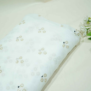 White Thread Sequins Embroidery Georgette Dyeable Fabric 1458 VPC-20306