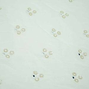 White Thread Sequins Embroidery Georgette Dyeable Fabric 1458 VPC-20306