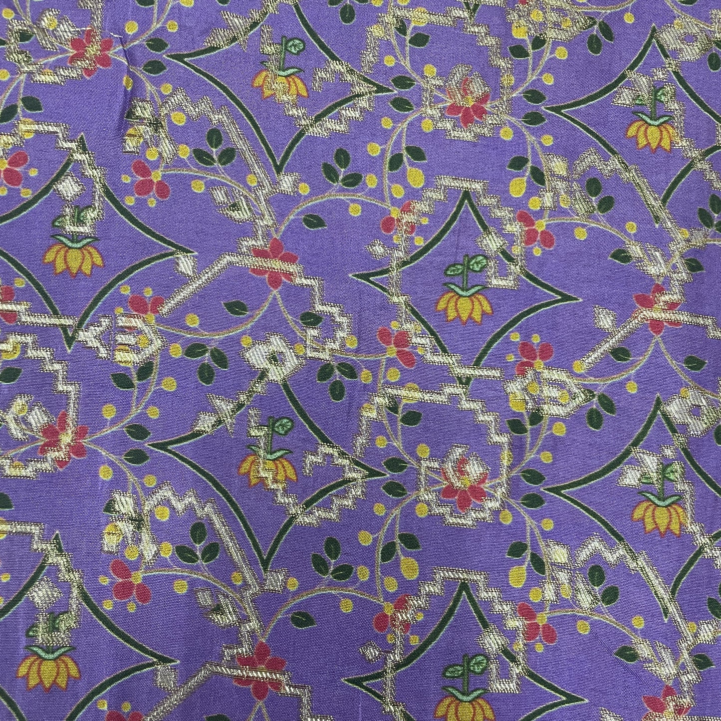 Purple Floral Print Dola Silk Jacquard Fabric 20315