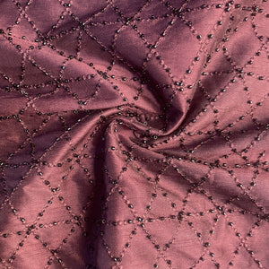 Maroon Cutdana Thread Embroidery Russian Silk Fabric 20322