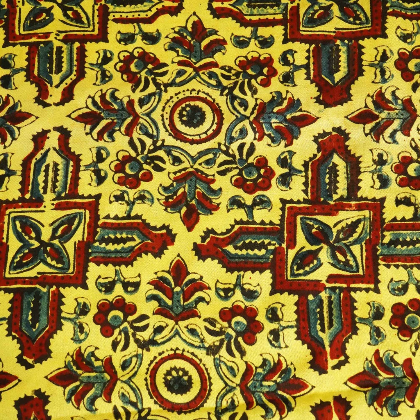 Yellow Ajrakh Print Modal Silk Fabric 0094 IA-20742