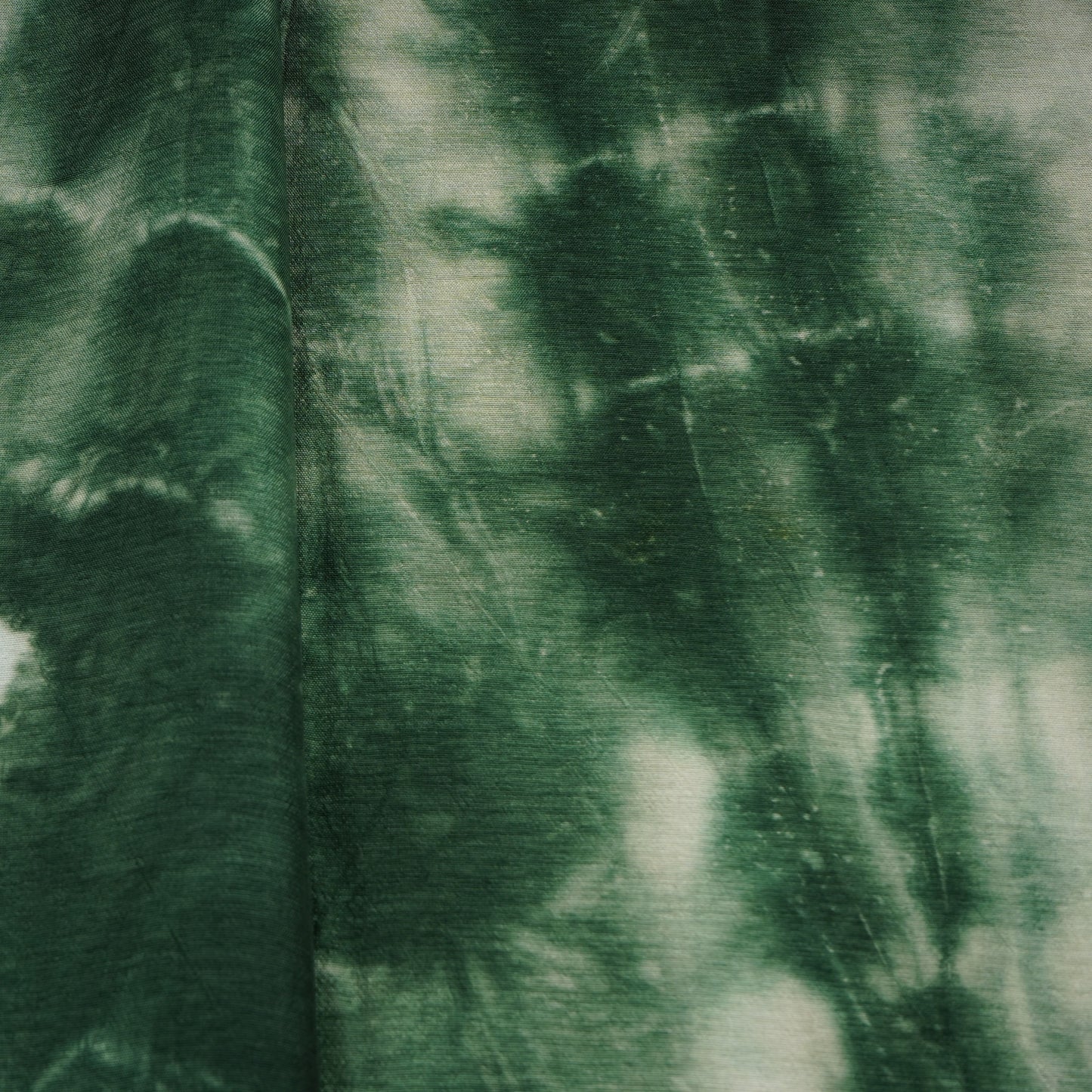 Dark Green Shibori Print Russian Silk Fabric 20780