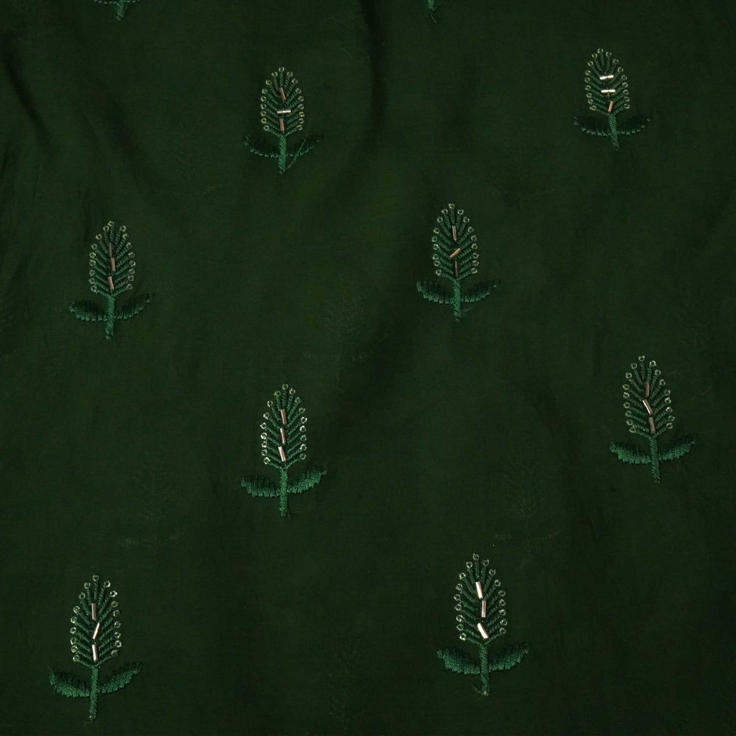 Olive Green Cutdana Thread Embroidery Organza Fabric 404 SD-20787