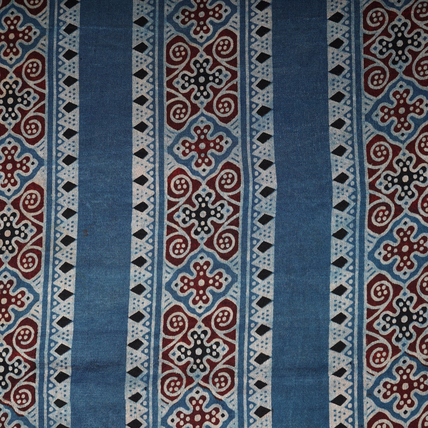 Blue Ajrakh Print Mashru Silk Fabric 20805