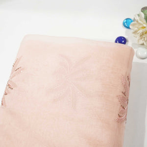 Peach Cutdana Embroidery Organza Fabric 417 SD-20828