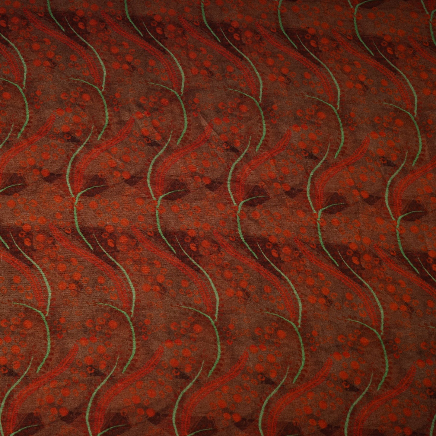 Brown Batik Print Bemberg Silk Fabric 20846