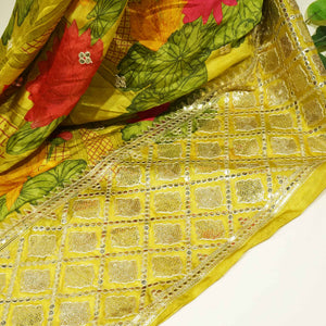 Green Floral Embroidery Tissue Silk Fabric 3302 GT-20864