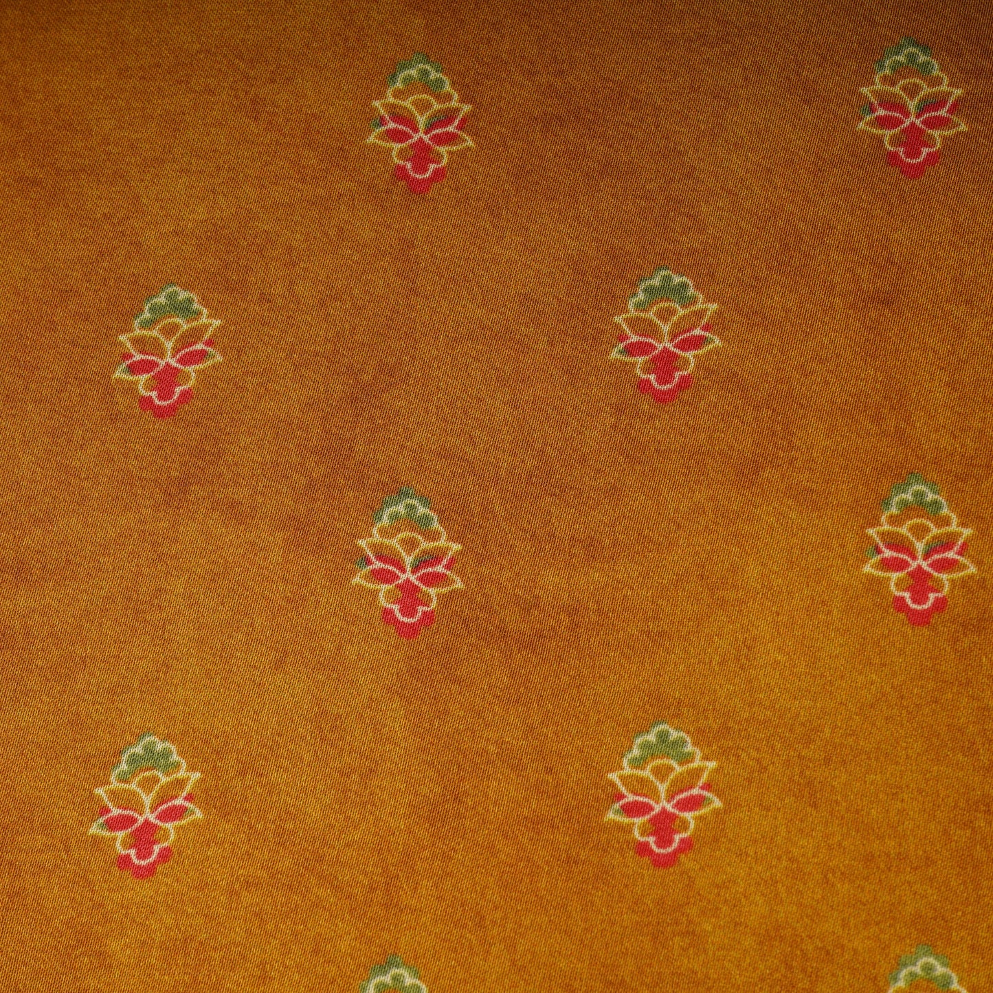 Brown Floral Print Bemberg Silk Fabric 20875