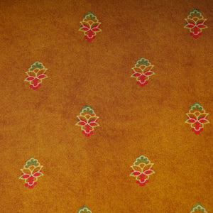 Brown Floral Print Bemberg Silk Fabric 20875 - TradeUNO