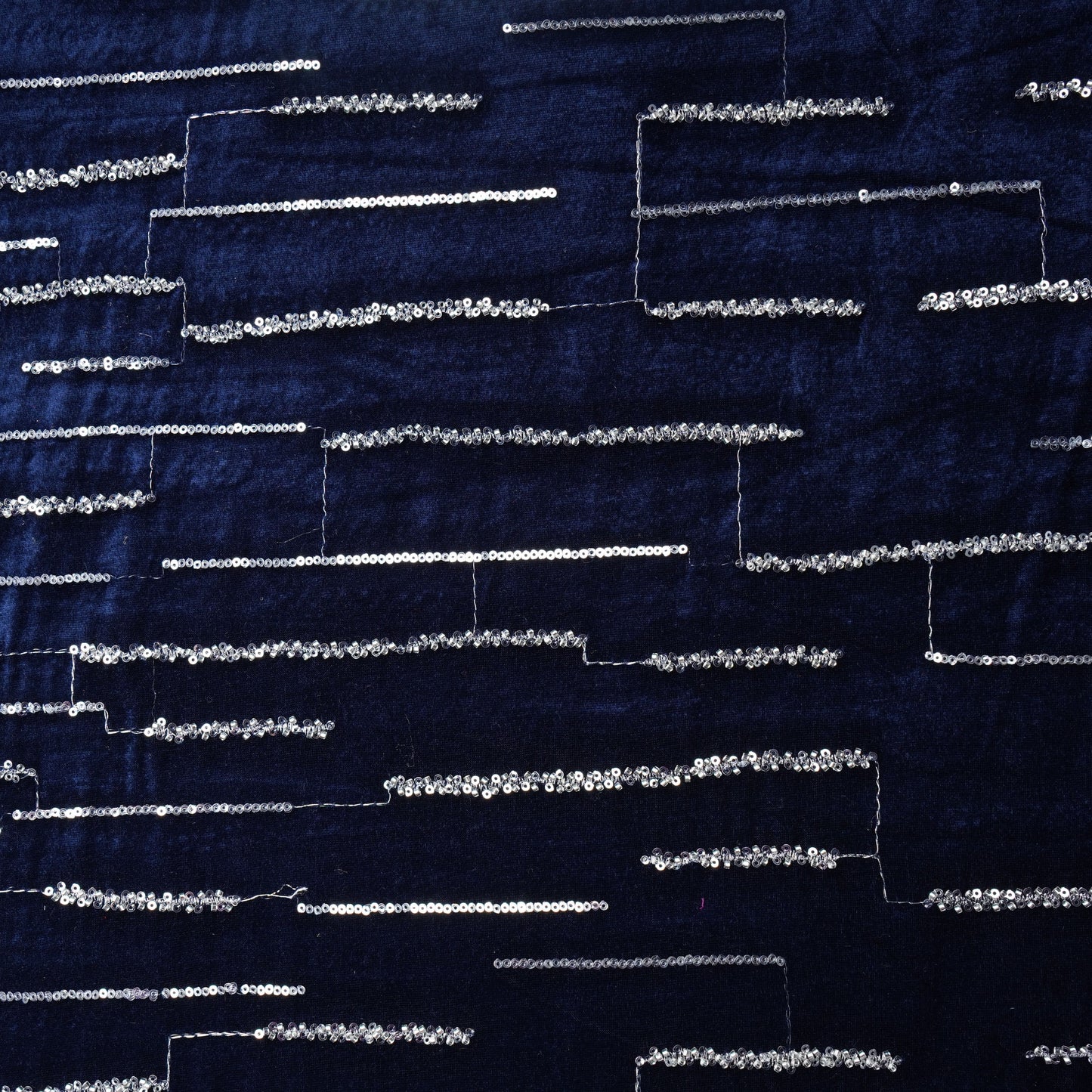 Blue Cutdana Embroidery Velvet Fabric 20887