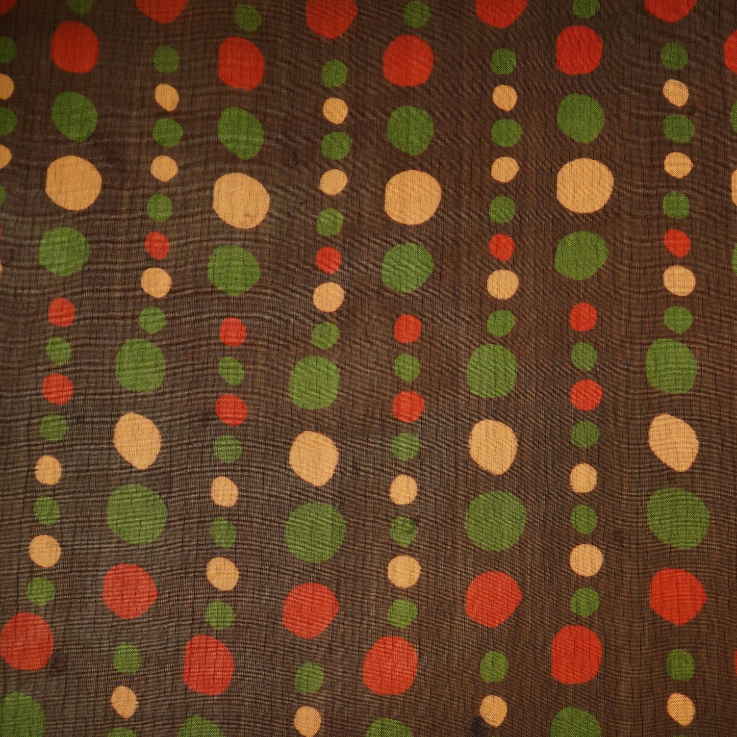 Brown Polka Dot Print Organza Fabric 20938