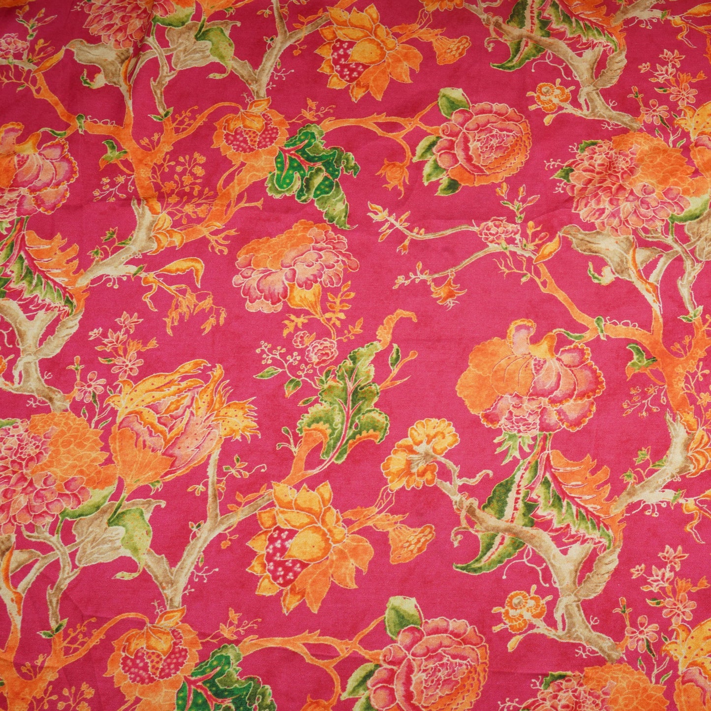 Magenta Floral Print Bemberg Gajji Silk 20957