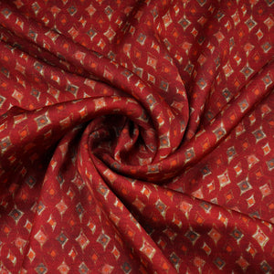 Brown Geometrical Print Bemberg Gajji Silk 20961 - TradeUNO