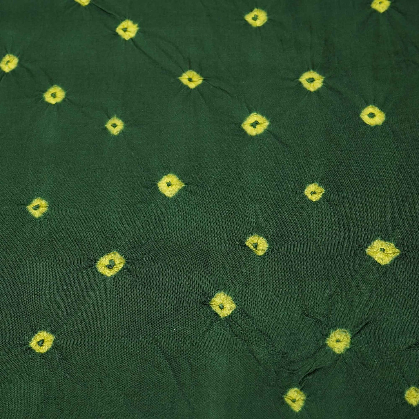 Dark Green Bandhani Print Bemberg Silk Fabric 01439 GT-21267