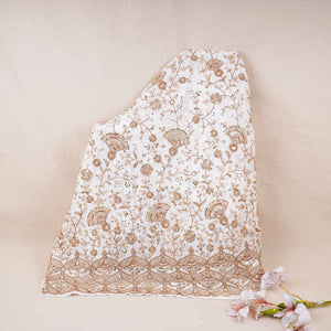 White Floral Zari Embroidery Dyeable Crepe Fabric AC-29216 - TradeUNO