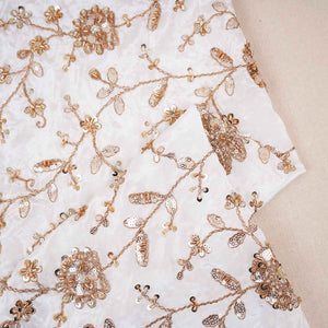 White Floral Zari Embroidery Dyeable Crepe Fabric AC-29217 - TradeUNO