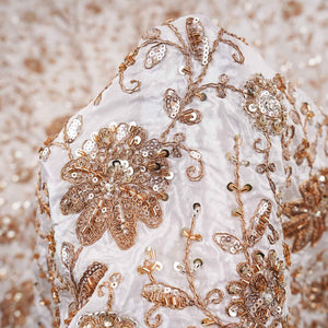 White Floral Zari Embroidery Dyeable Crepe Fabric AC-29217 - TradeUNO
