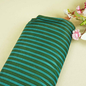Sky Blue & Green Strips Velvet Fabric MF-28224 - TradeUNO