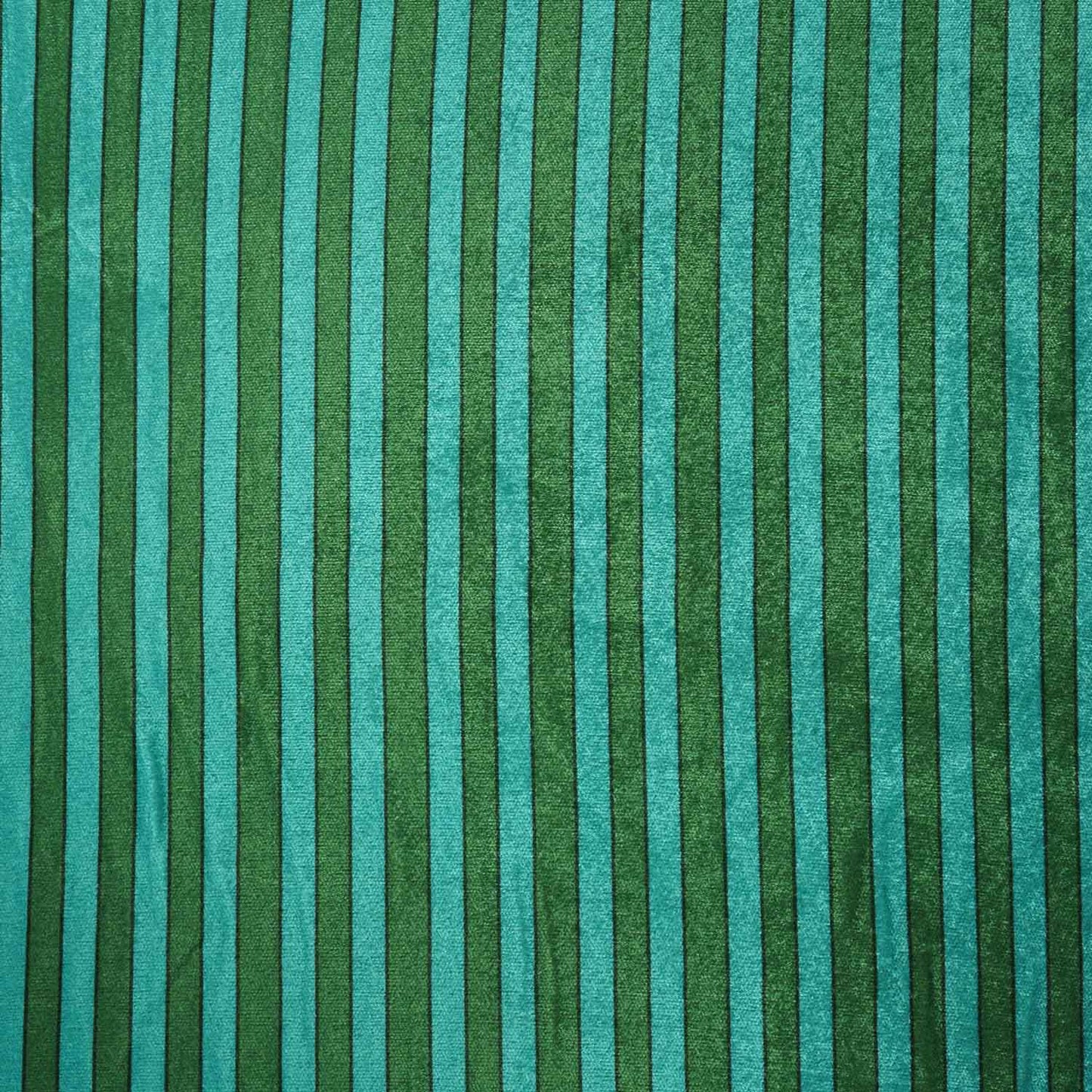 Sky Blue & Green Strips Velvet Fabric MF-28224 - TradeUNO