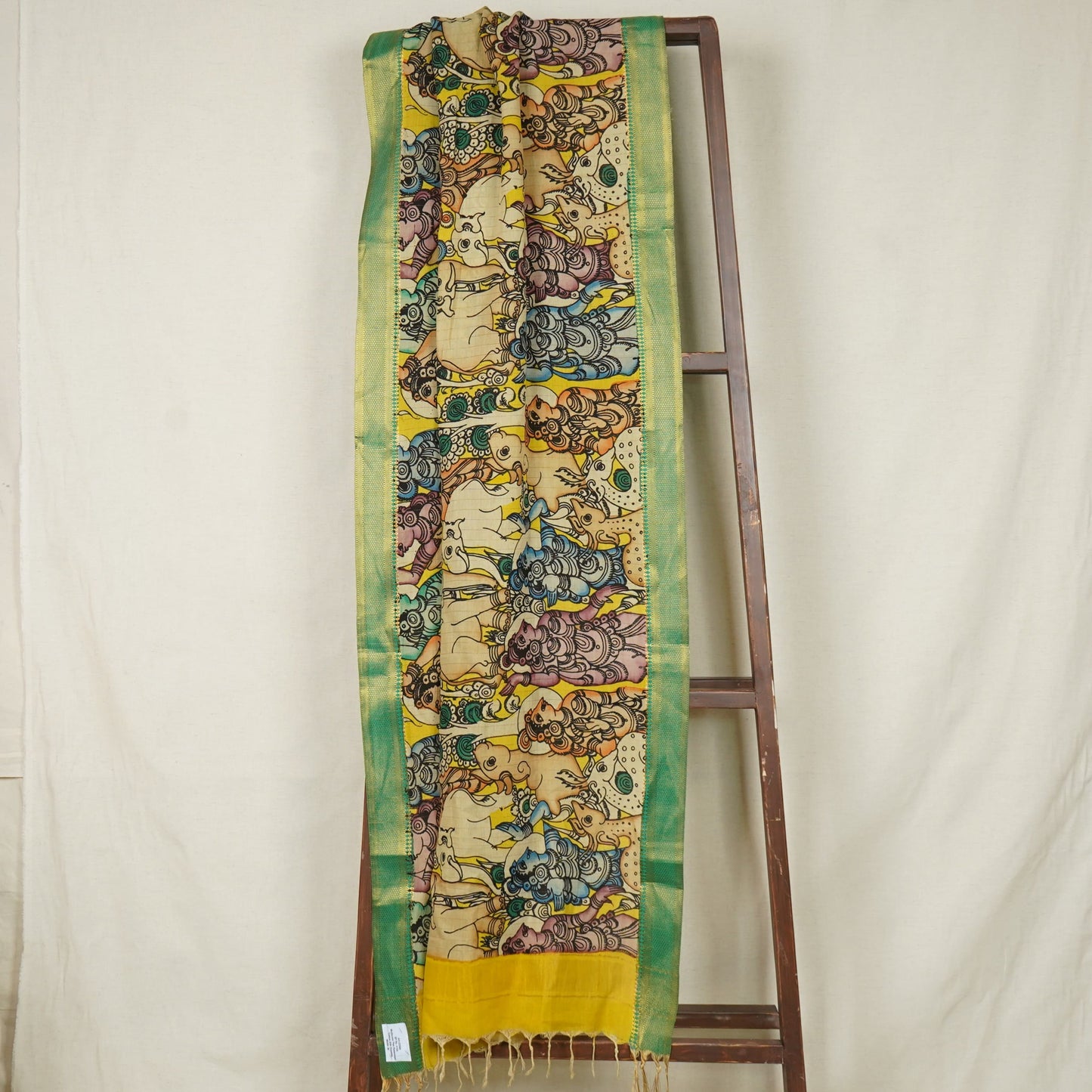 Multicolor Pen Kalamkari Cotton Silk Dupatta