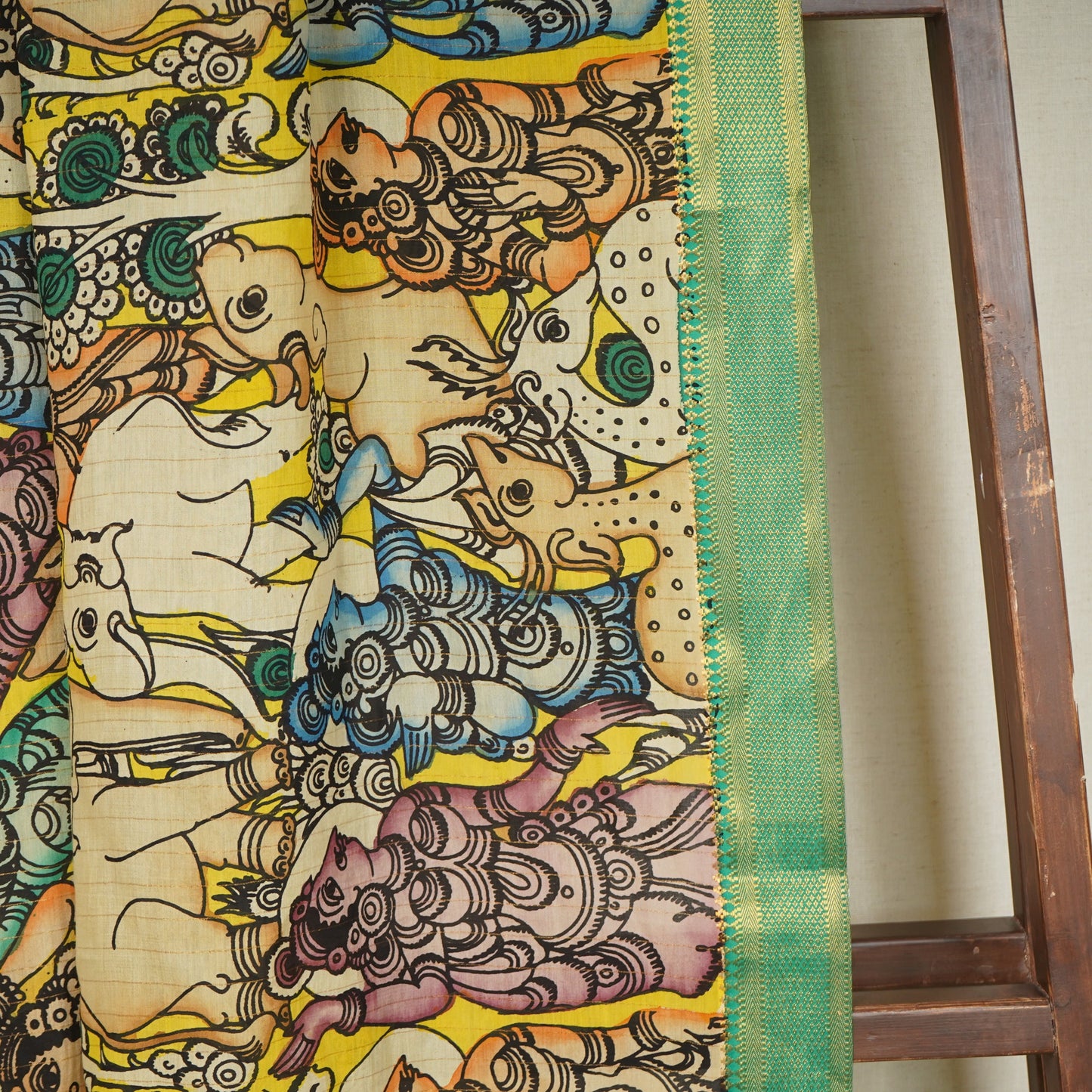 Multicolor Pen Kalamkari Cotton Silk Dupatta