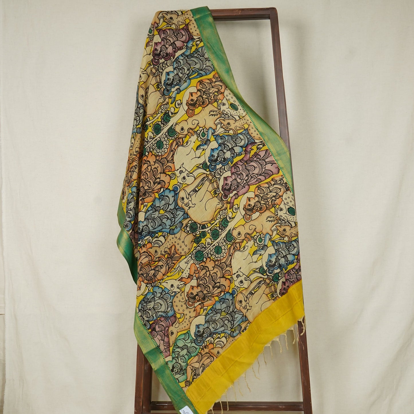 Multicolor Pen Kalamkari Cotton Silk Dupatta