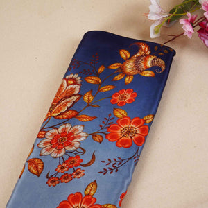 Sky Blue & Navy Blue Shaded Floral Print Crepe Fabric MT-28232 - TradeUNO