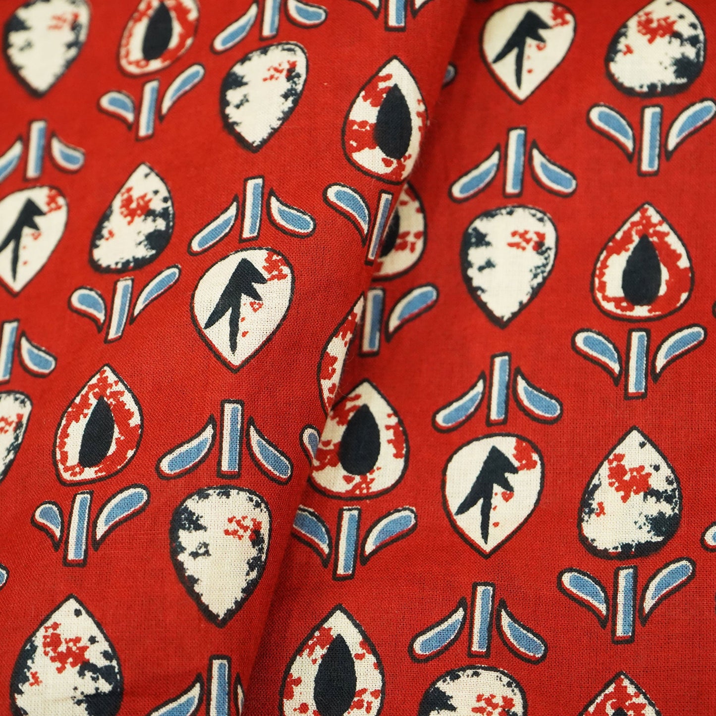 Red Ajrakh Print Cotton Fabric