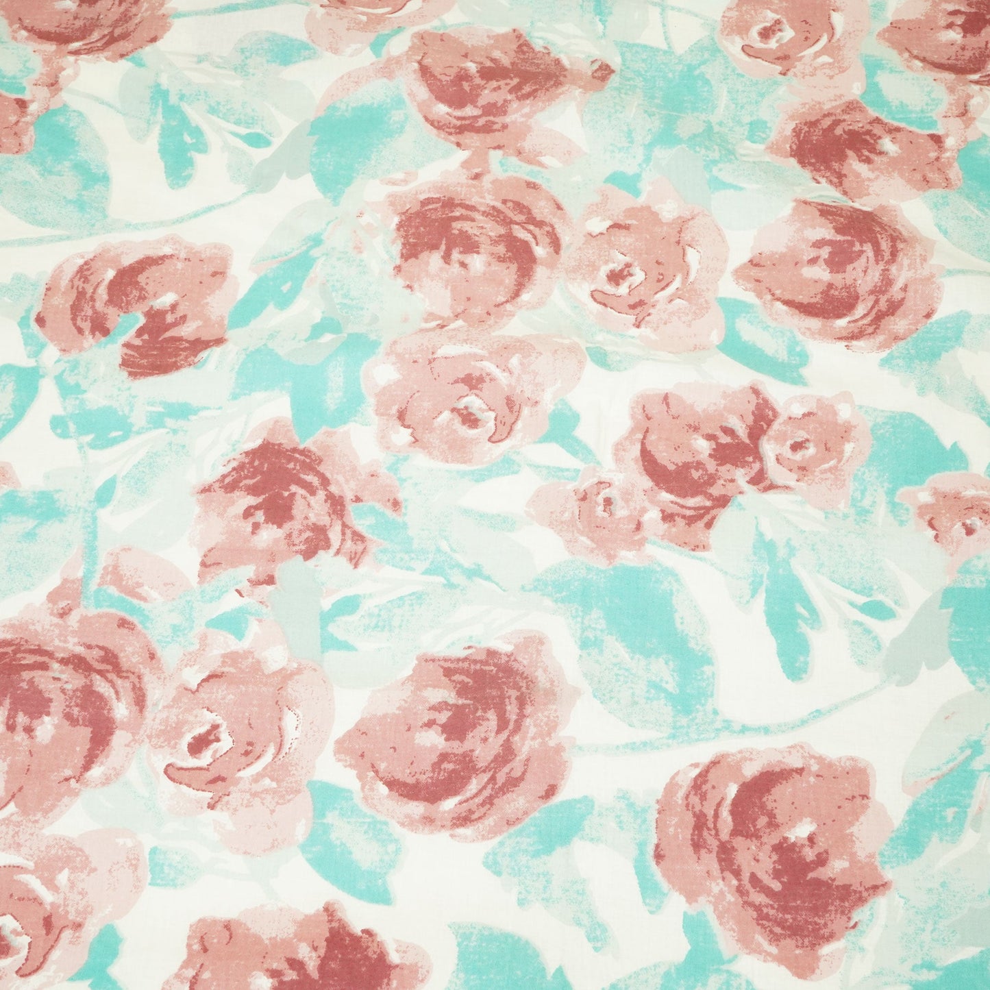 Off White & Sea Green Floral Cotton Print