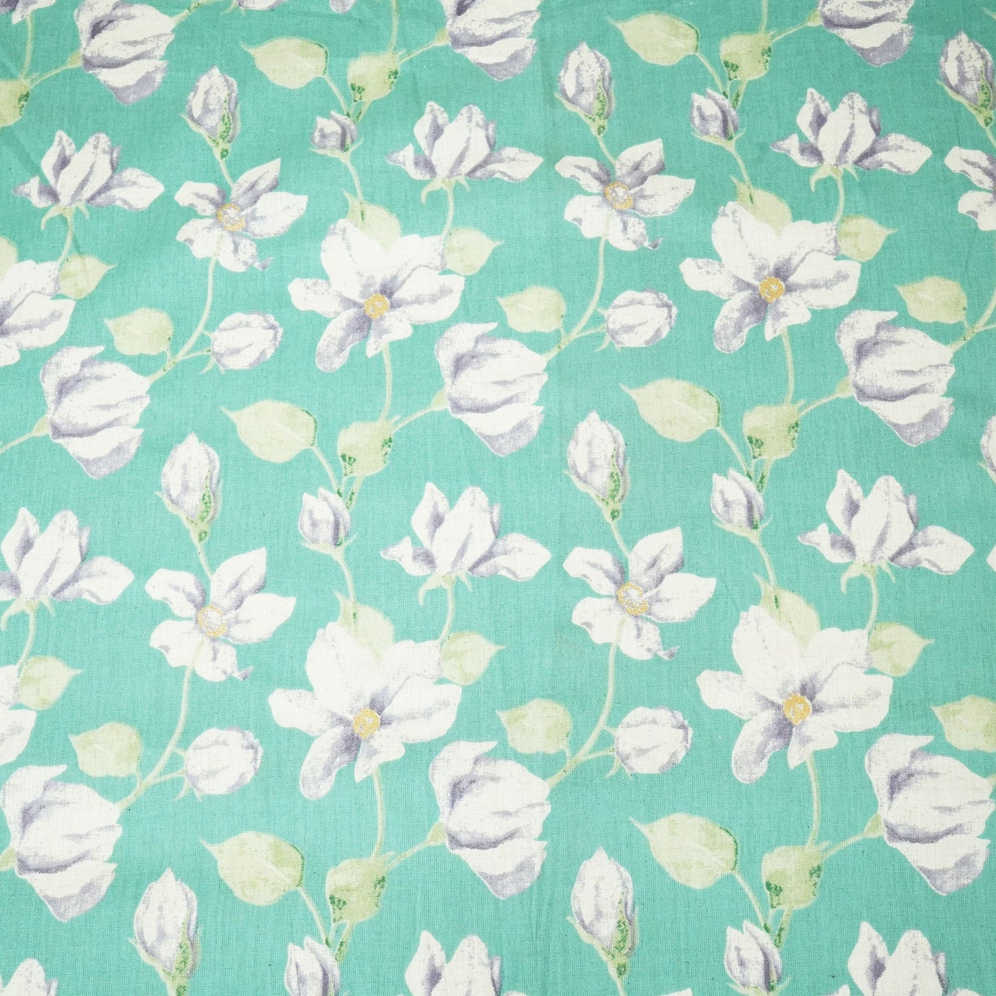 Sea Green Floral Handblock Print Cotton Flex Fabric CG-23464