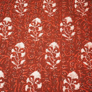 Brown Schiffli Handblock Cotton Fabric CG-23587