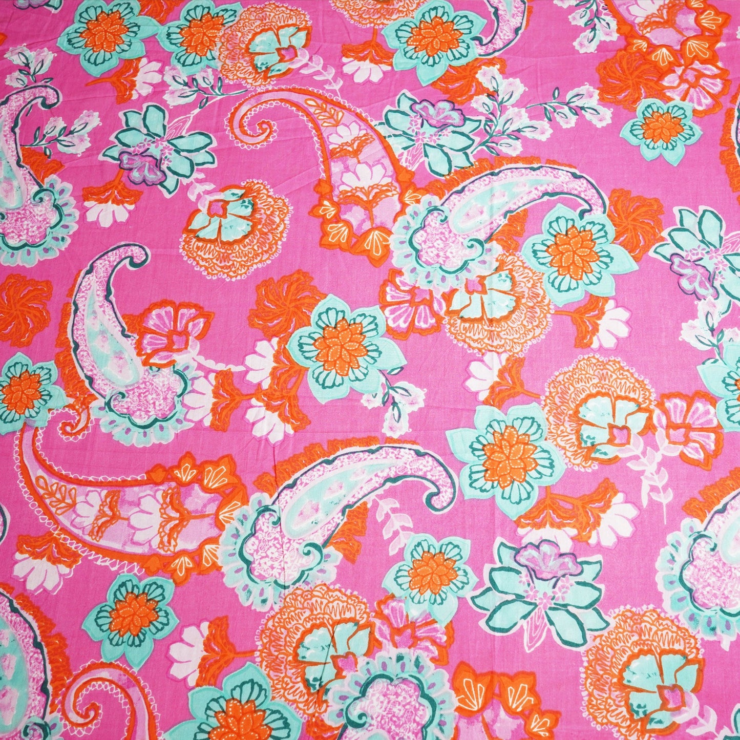Pink Paisley Print Cotton Fabric MFL-23626