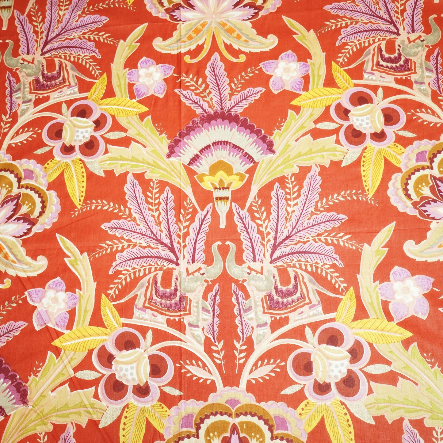 Red Floral & Tropical Print Cotton Fabric MFL-23644