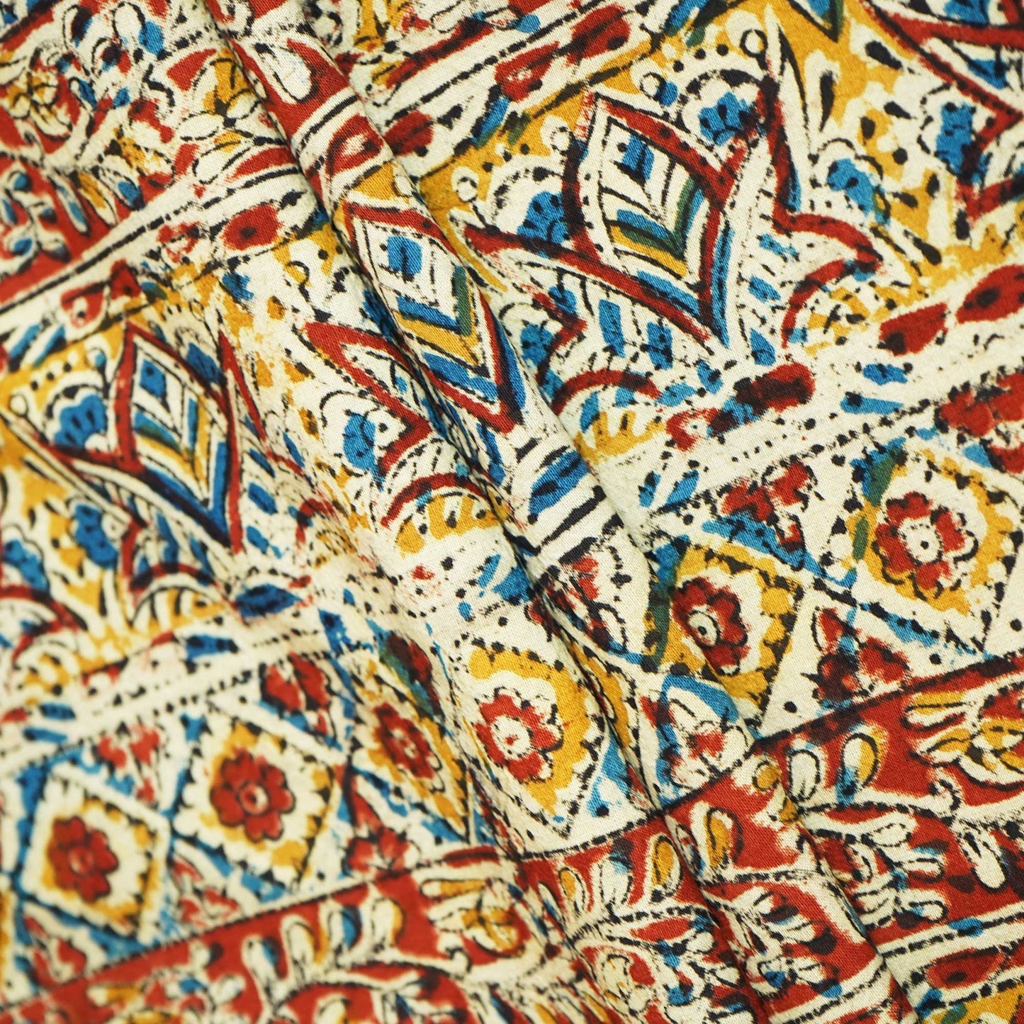 Red Kalamkari Print Cotton Khadi Fabric MFL-23670