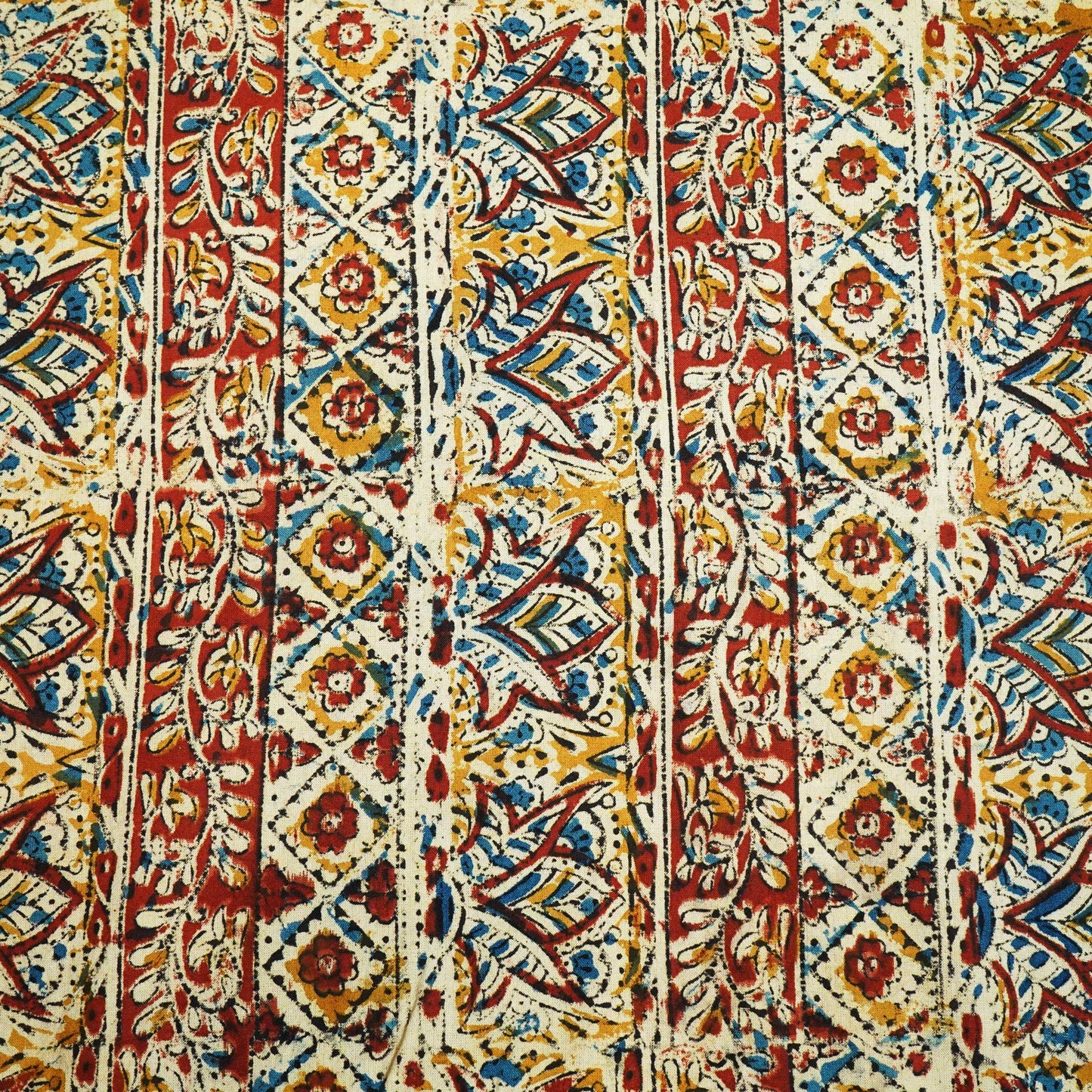 Red Kalamkari Print Cotton Khadi Fabric MFL-23670