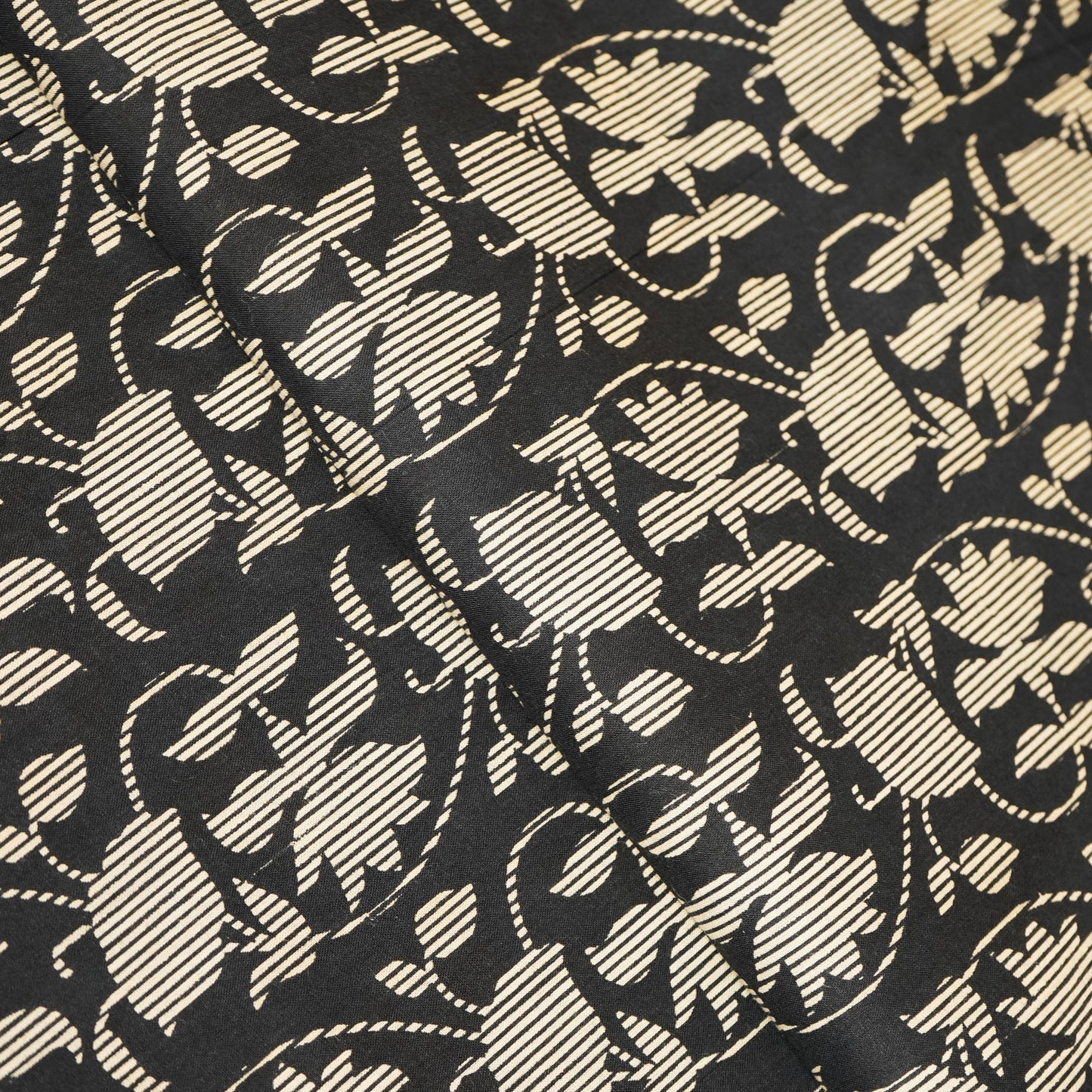 Black Handblock Print Cotton Fabric MFL-23691