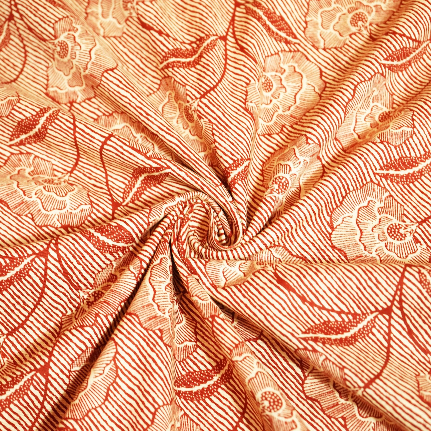 Red Floral Print Cotton Fabric MFL-23692