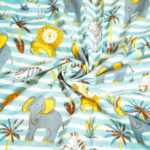 Blue Kids Print Cotton Fabric MFL-23701