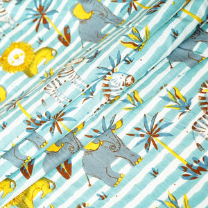 Blue Kids Print Cotton Fabric MFL-23701