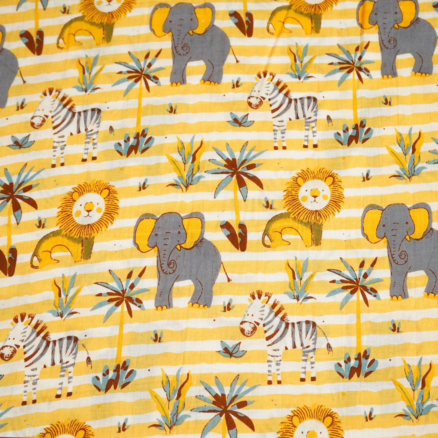 Yellow Kids Print Cotton Fabric MFL-23702