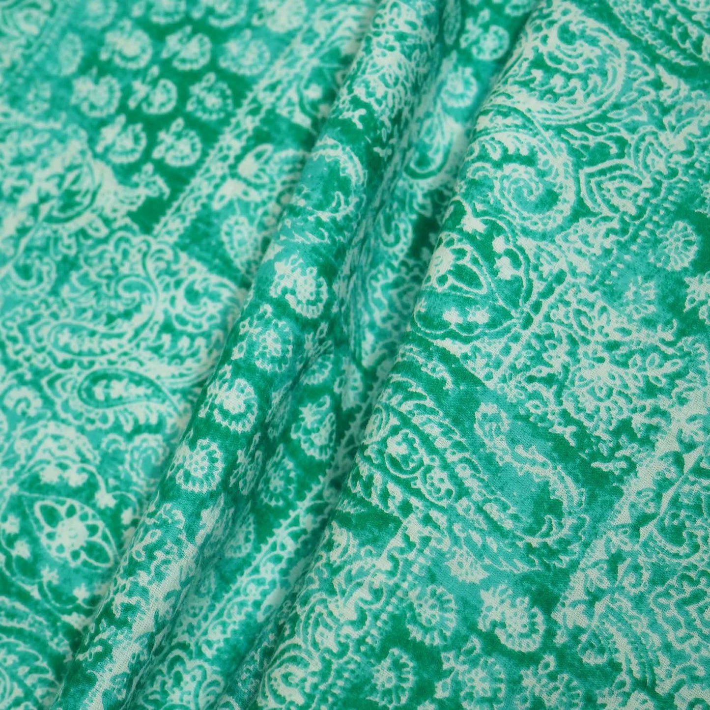 Sea Green Paisley Print Cotton Fabric MFL-23705