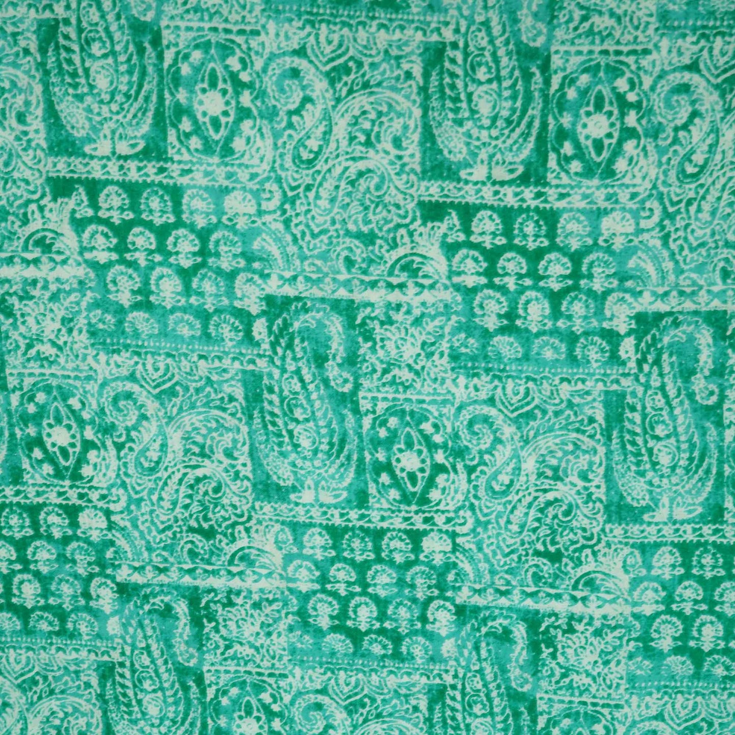 Sea Green Paisley Print Cotton Fabric MFL-23705
