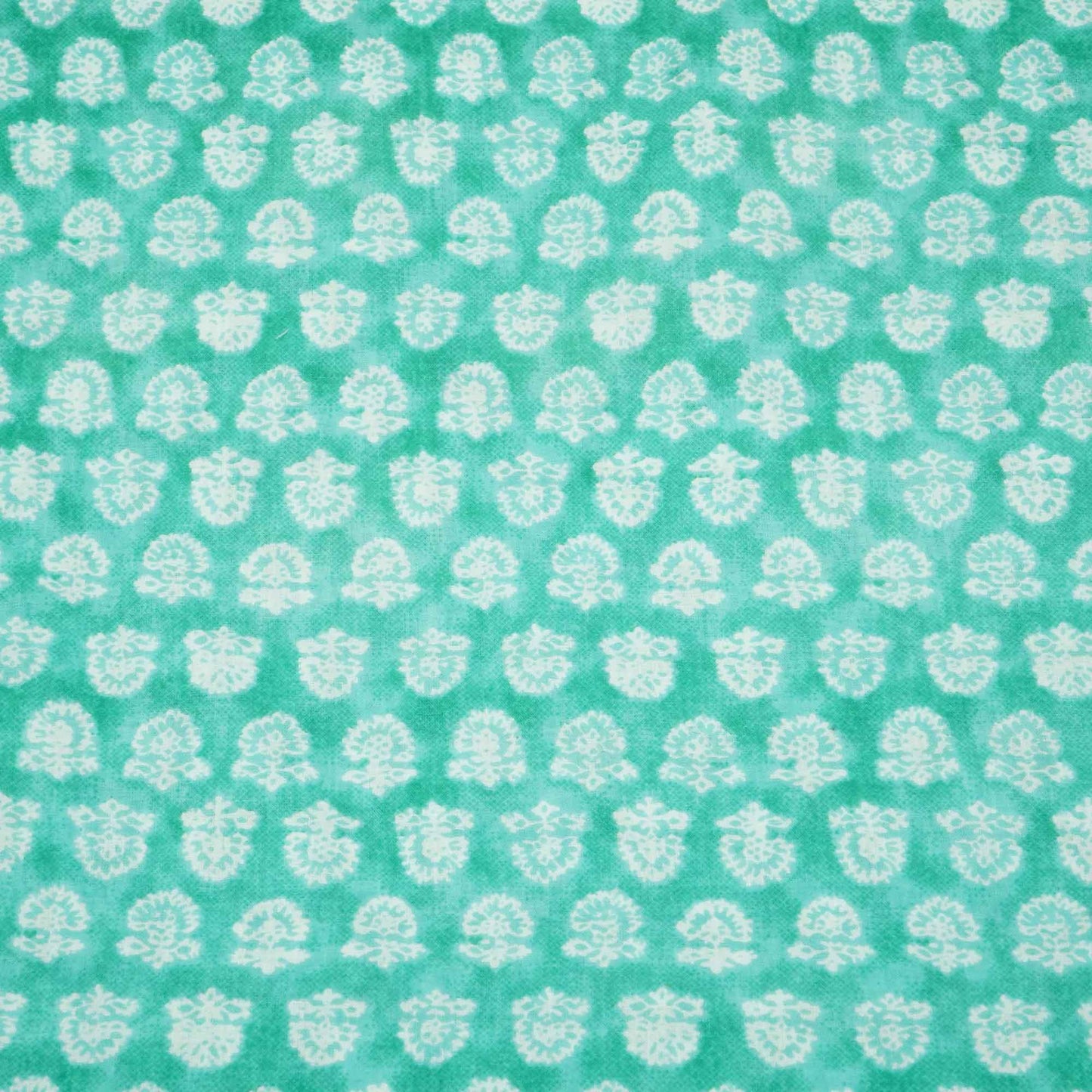Sea Green Floral Print Cotton Fabric MFL-23706