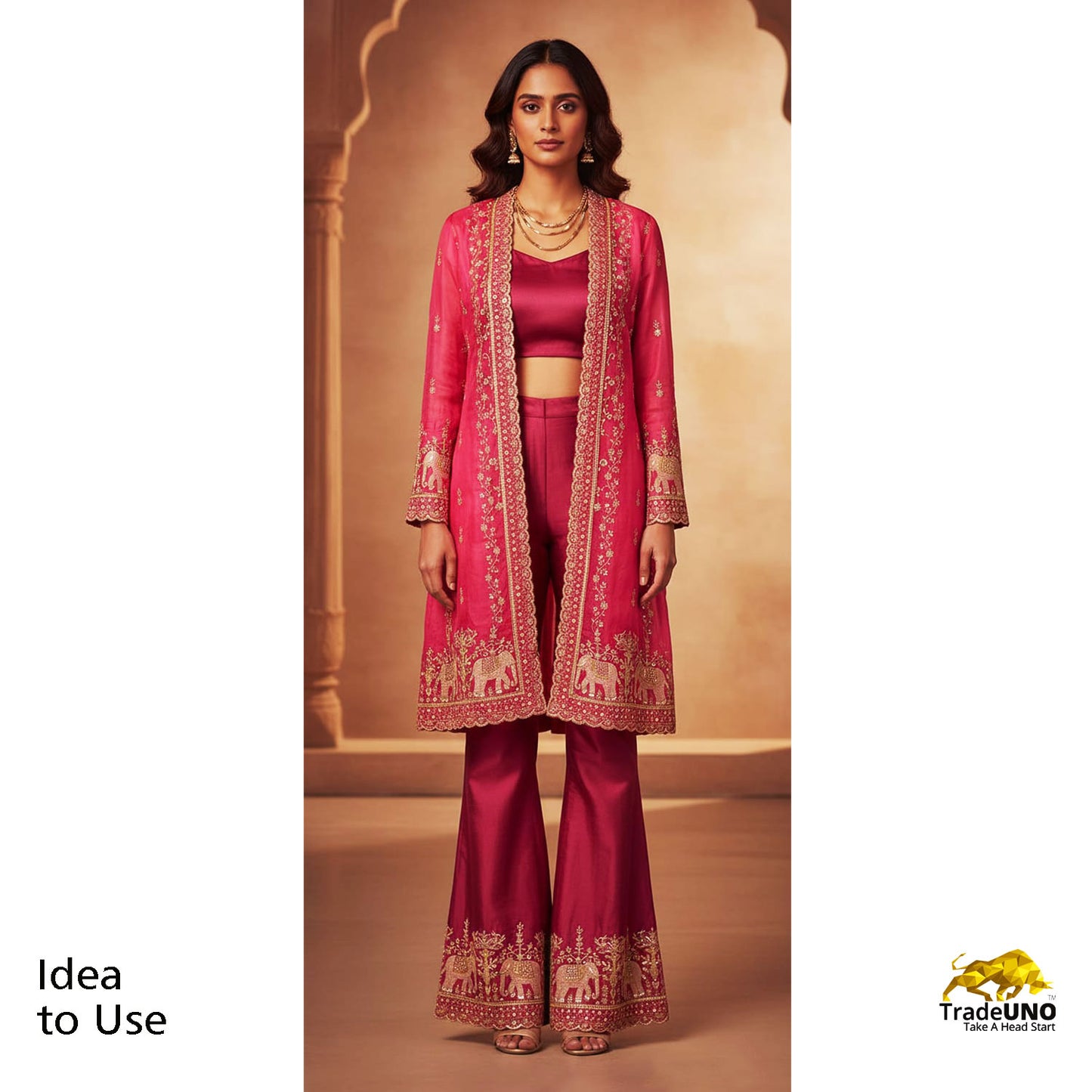 Pink Cutdana & Pearl Zari Embroidery Tissue Fabric AF-23745