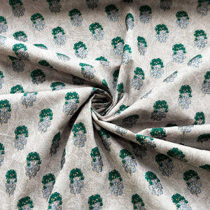 Grey Handblock Foil Print Cotton Fabric PB-23761